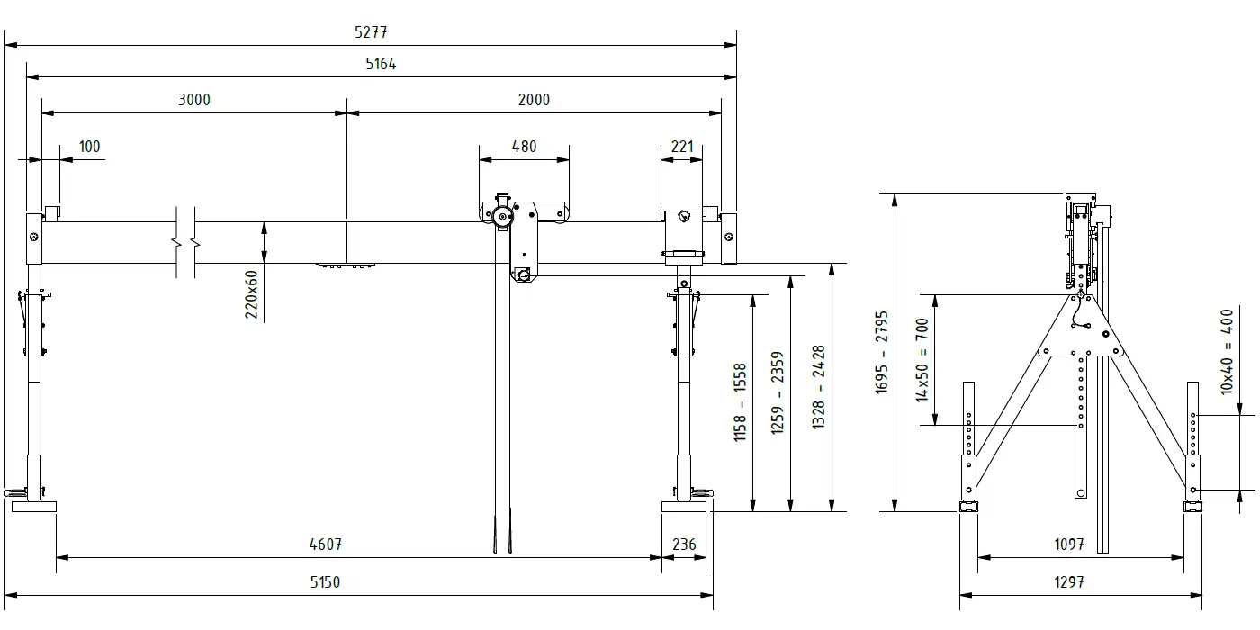 Schilling 1311550-10 Portalkran mit teilbarem Träger Abmessungen