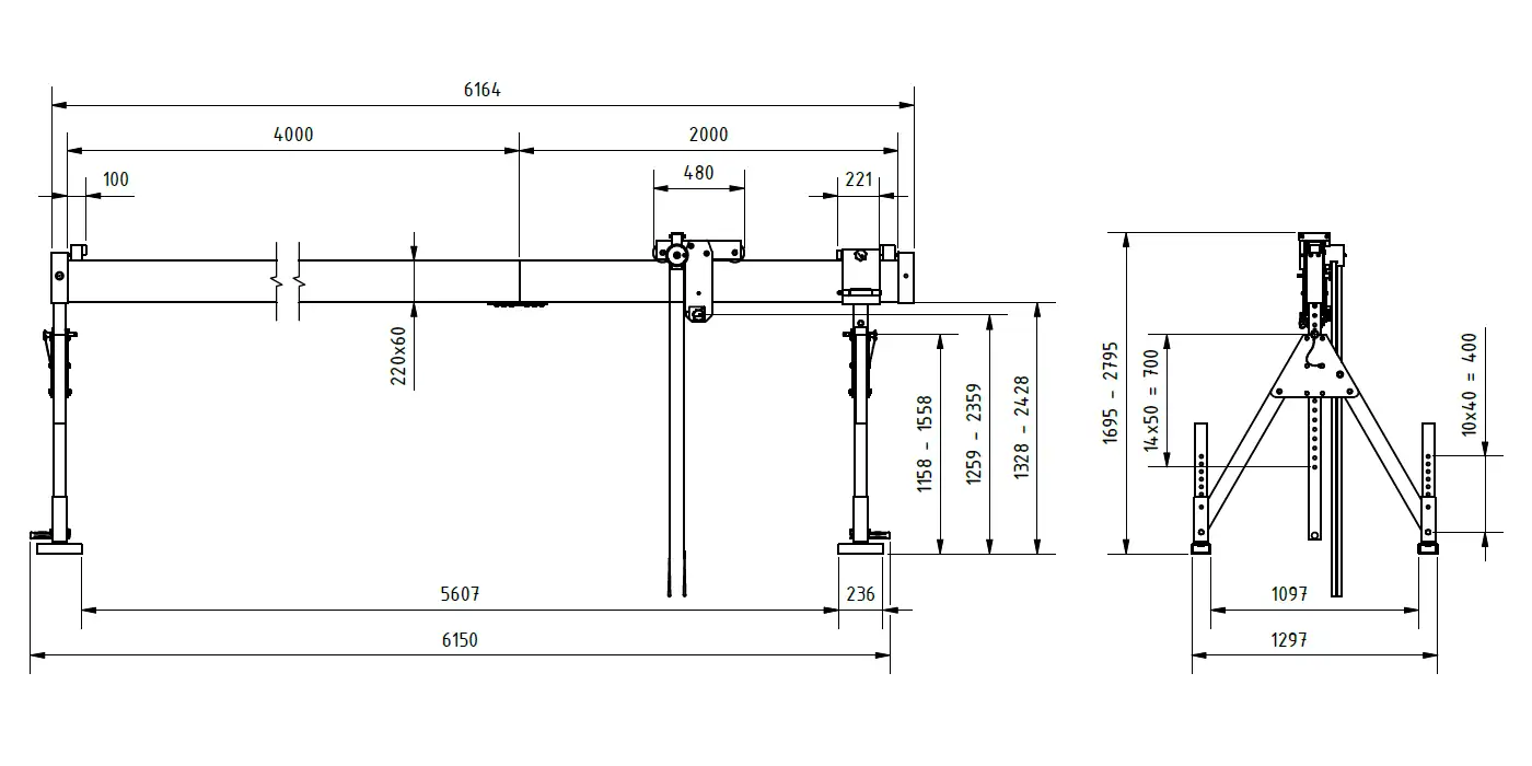 Schilling 1311560-10 Portalkran mit teilbarem Träger Abmessungen