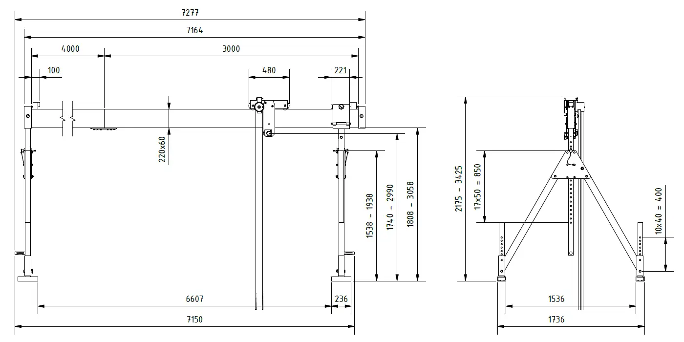 Schilling 1321070-10 Portalkran mit teilbarem Träger Abmessungen