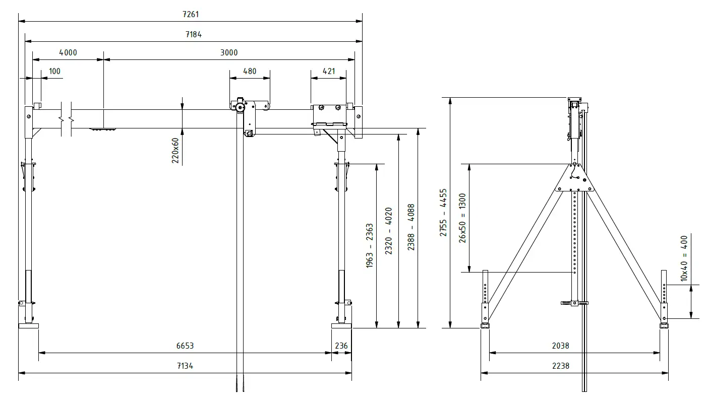 Schilling 1331070-10 Portalkran mit teilbarem Träger Abmessungen