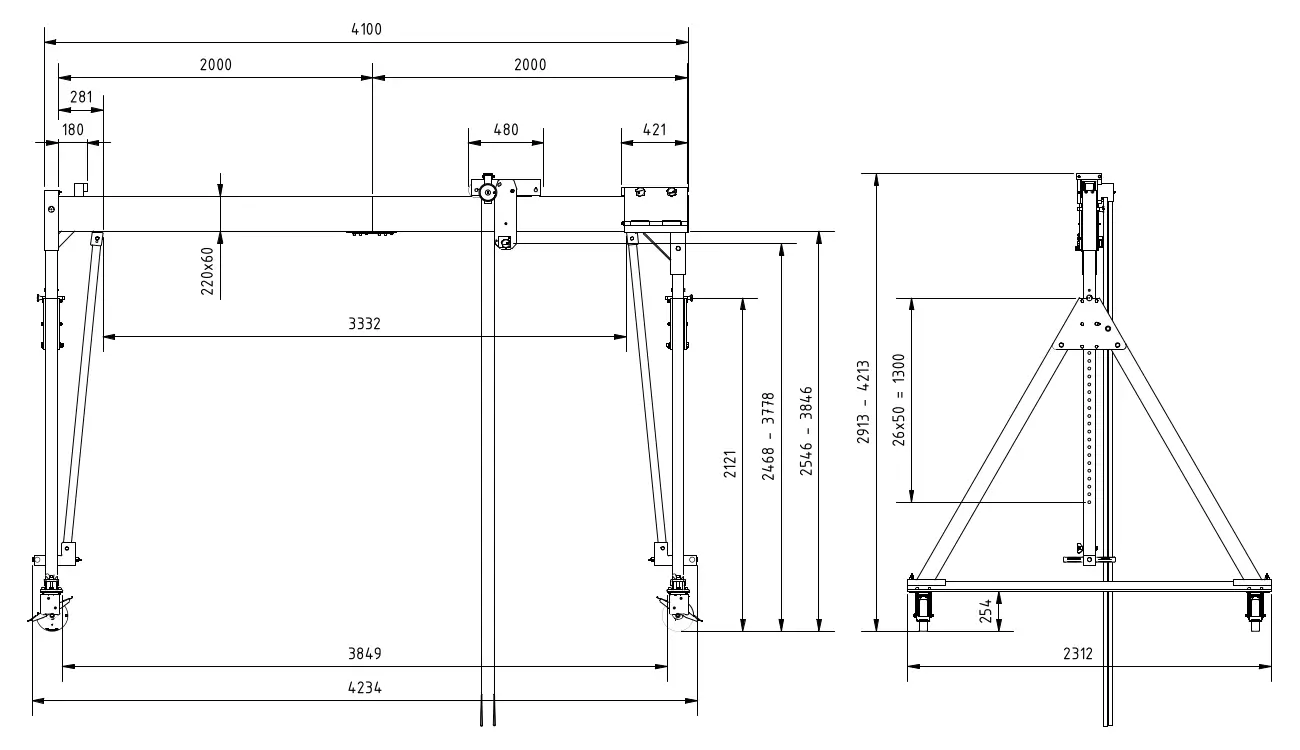 Schilling 1490540-10 Portalkran Abmessungen