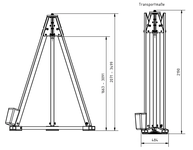 Abmessungen des Schilling 1622000 Dreibock klappbar