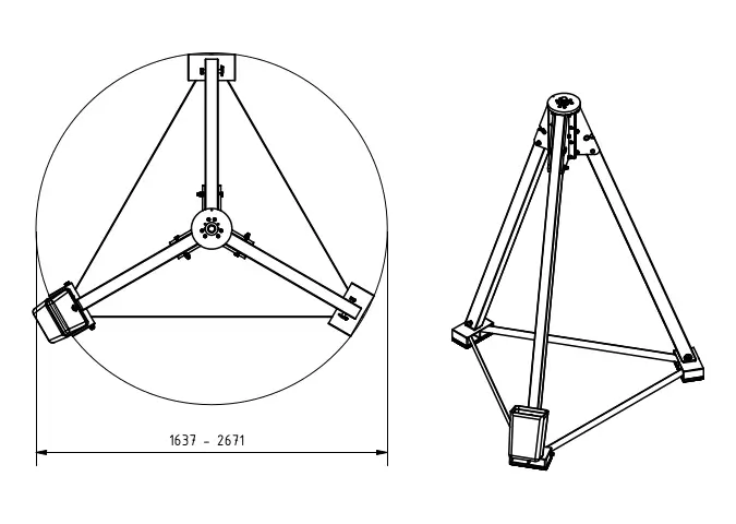 Abmessungen des Schilling 1622000 Dreibock klappbar