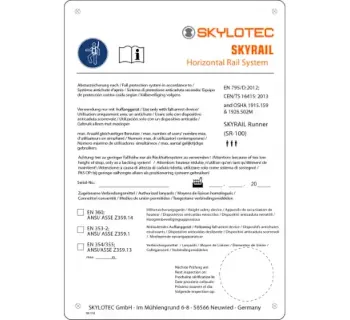 SKYLOTEC SKYRAIL LABEL   Schiene 