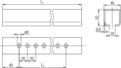 Abmessungen der Conductix-Wampfler C-Spannarme aus dem Programm 230