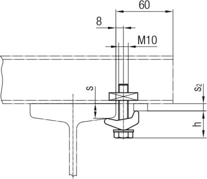 Abmessungen Spannpratzen, verstärkte Ausführung Spanndicke 6 - 21 mm
