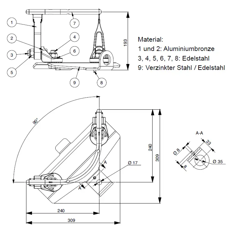 Kurvenanker auf Wellblech aus Edelstahl Ansicht 3 Kurvenanker auf Wellblech aus Edelstahl Ansicht 2