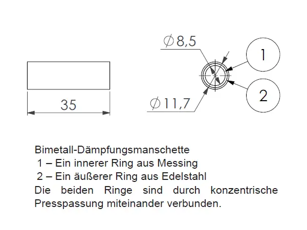 Dämpfermanschette Kit aus Bi-Metall Ansicht 1 Dämpfermanschette Kit aus Bi-Metall Ansicht 2