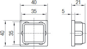 Abmessungen der Conductix-Wampfler Verschlusskappe für die C-Schiene Programm 240