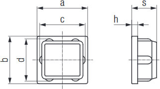 Abmessungen der Conductix-Wampfler Verschlusskappe für die C-SchieneProgramm 230