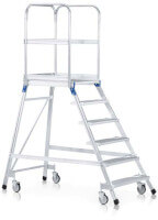Zarges Podesttreppe, fahrbar, einseitig begehbar, mit Leichtmetall-Stufen und Plattform Plattformhöhe 0.72 