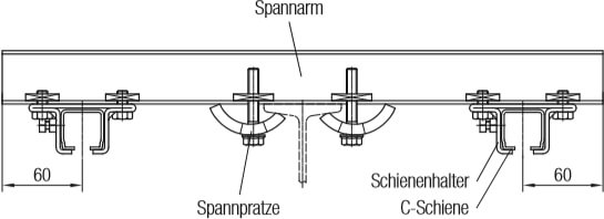 Montage von Spannarmen mittels Spannpratzen
