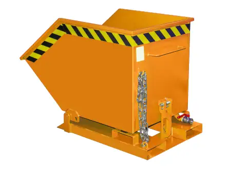 Bauer Späne-Kippmulde Typ SKK mit kastenförmiger Mulde und Einfahrtaschen für Gabelstapler