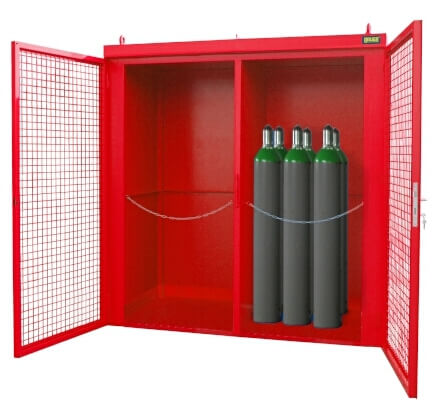 Gasflaschen-Container Typ GFC-B /W M3, lackiert, Feuerrot max. Anzahl 45 (Gasflaschen Ø 230 mm)   Artikel-Nr.: BAU-4477-33-1000-2