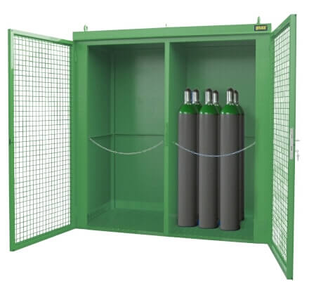 Gasflaschen-Container Typ GFC-B /W M3, lackiert, Resedagrün max. Anzahl 45 (Gasflaschen Ø 230 mm)   Artikel-Nr.: BAU-4477-33-1000-4