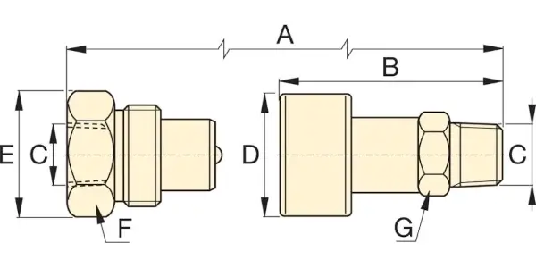 Enerpac C604, Hochflußkupplungen, Komplett Maßskizze