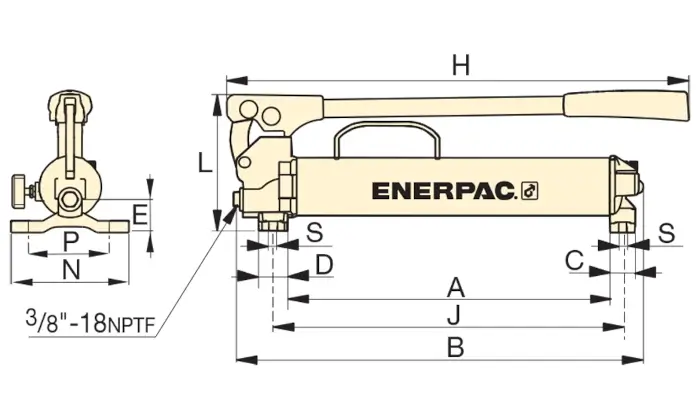 Abmessungen P-Serie, Niederdruckhandpumpen