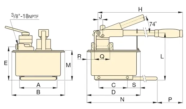 Abmessungen ULTIMA Stahlhandpumpen