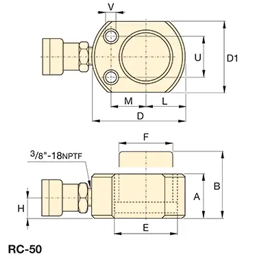 Abmessungen Hydraulikzylinder RC50