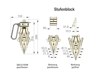 Maßskizze Flanschspreizkeile SWi