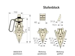 Maßskizze Flanschspreizkeile SWi