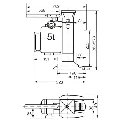 Fetra Maschinenheber 6931 Maßskizze