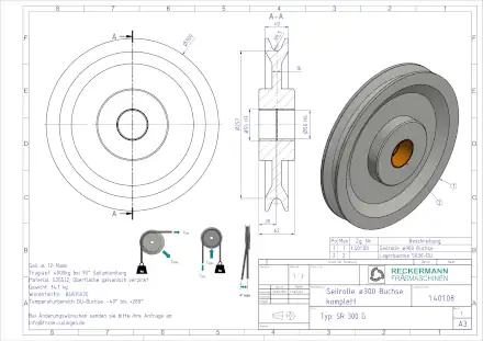 1-401-08 Seilrolle 300 Buchse
