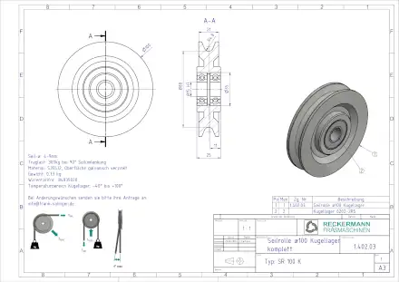 1-402-03 Seilrolle 100 Kugellager