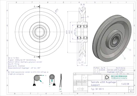 1-402-08 Seilrolle 300 Kugellager