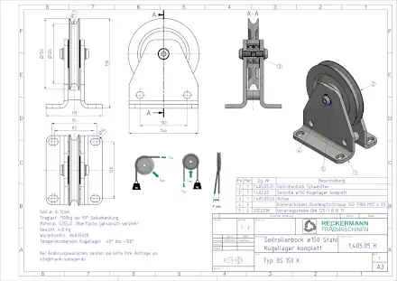 1-405-05-K Seilrolle 150 Kugellager