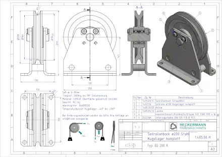 1-405-06-K Seilrolle 200 Kugellager