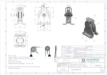 1-406-03-K Seilrolle 100 Kugellager