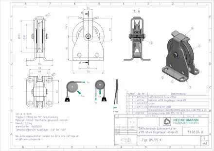 1-406-04-K Seilrolle 125 Kugellager