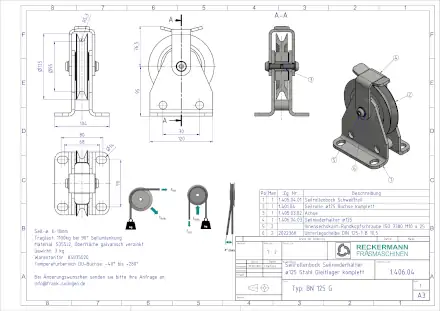 1-406-04 Seilrolle 125 Buchse