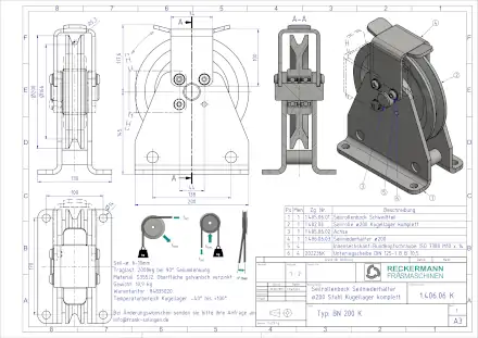 1-406-06-K Seilrolle 200 Kugellager