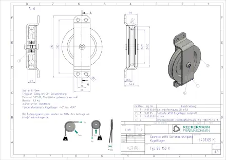 1-407-05-K Seilrolle 150 Kugellager
