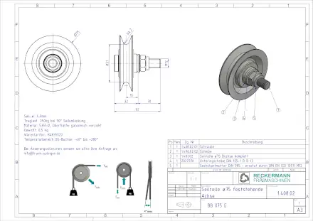 1-408-02 Seilrolle 75 feststehende Achse