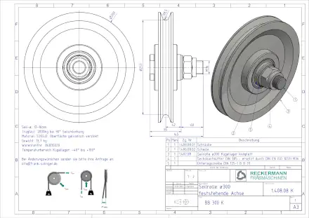 1-408-08-K Seilrolle 300 feststehende Achse