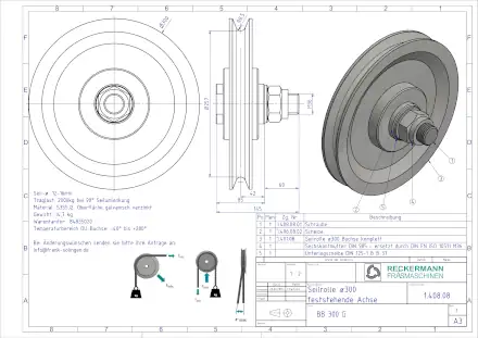 1-408-08 Seilrolle 300 feststehende Achse