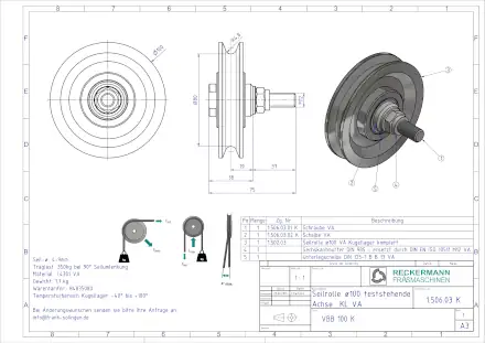 1-506-03-K Seilrolle 100 feststehende Achse