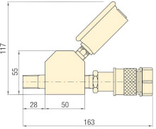 Abmessungen des GA45GC Manometer mit Anschluss