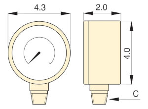 Abmessungen des GP10S Druckmanometer