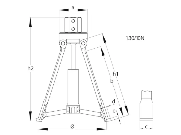 Abmessungen des Gedore Innenausziehers Abmessungen des Gedore Innenausziehers