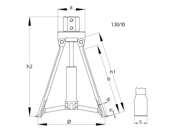 Abmessungen des Gedore Innenausziehers Abmessungen des Gedore Innenausziehers