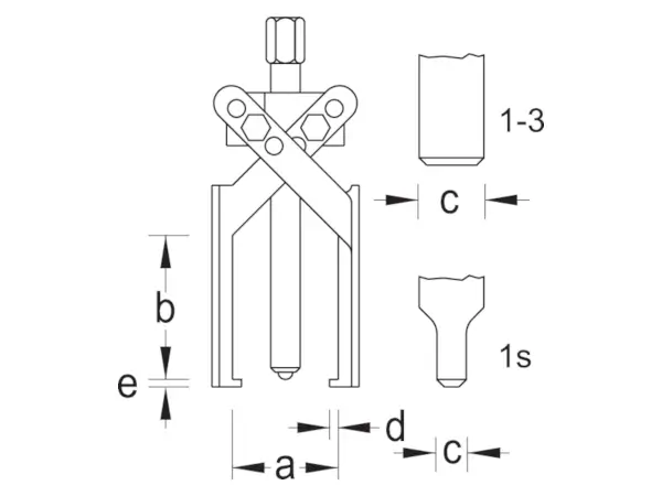 Abmessungen der Gedore Abzieher mit beweglichen Armen