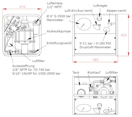 Larzep Druckluft-Hydraulikpumpe HAP