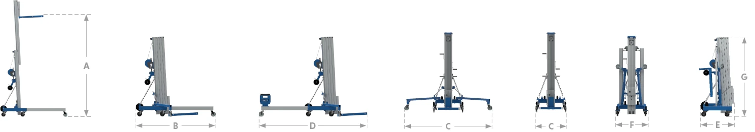 Reid Material-Lift RML Abmessungen