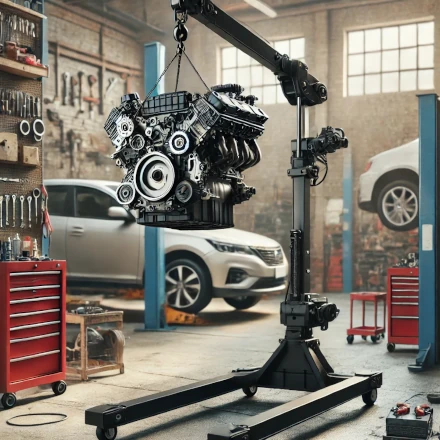 Motorkran in KFZ-Werkstatt