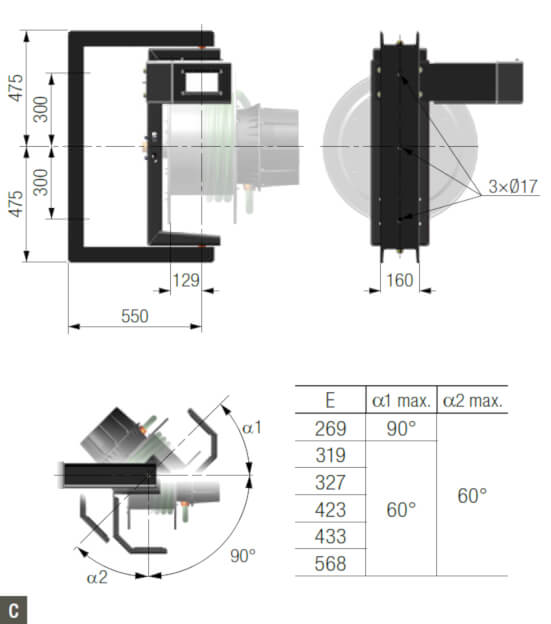 Conductix-Wampfler Schwenkbare Wandhalterung für SR50 C