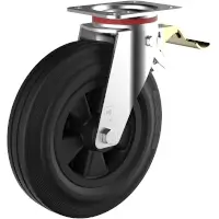 Wicke Standard Rubber Black Rolle mit Plattenbefestigung GK LL 6/250/60R-FSTR  Artikel-Nr.: WIC-134162